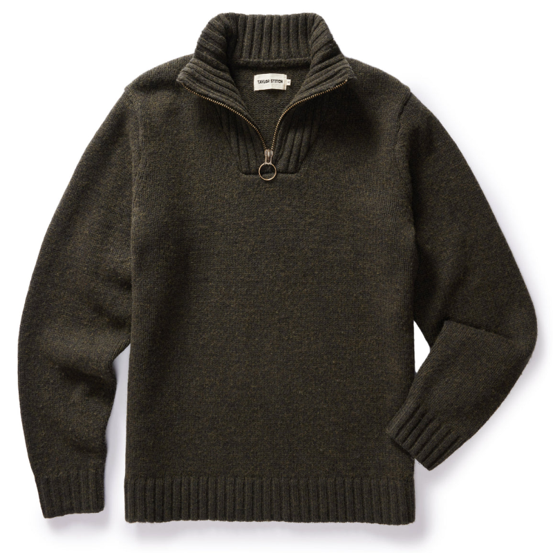 The Zip Tanker Sweater in Army Main Image